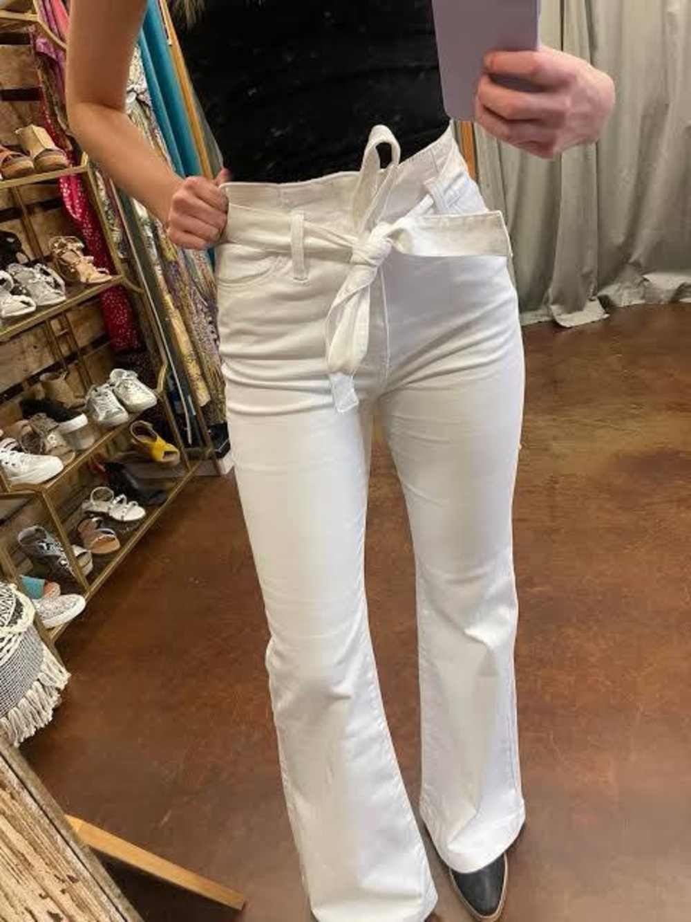 Veronica Beard White Giselle Belted Skinny Flare Jeans Size 28
